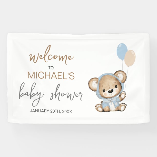 Banderoles Affiche de bienvenue Baby shower de Teddy Bear (Horizontal)