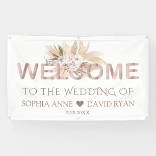 Banderoles Affiche de bienvenue Mariage Pampas Grass White Or