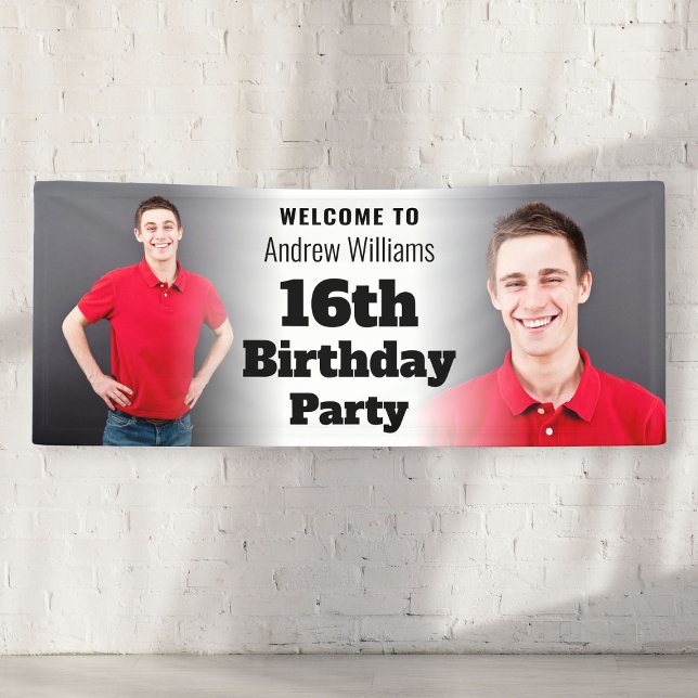 Banderoles Affiche de bienvenue personnalisée 16e anniversair (Personalized Welcome Sign 16th Birthday Men Photo
)