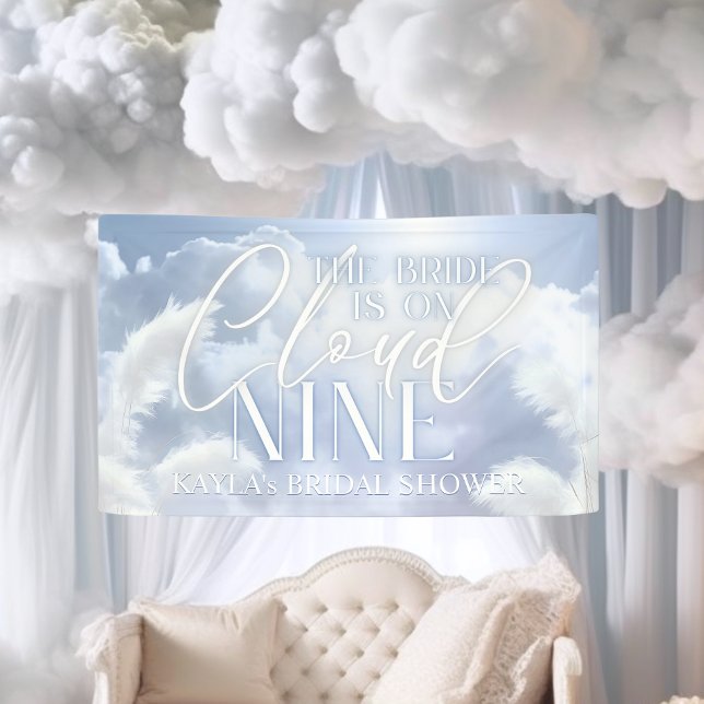 Banderoles Affiche de bienvenue Sur Cloud Neuf 9 Fête des mar (Welcome Sign On Cloud Nine 9 Pampas Bridal Shower)