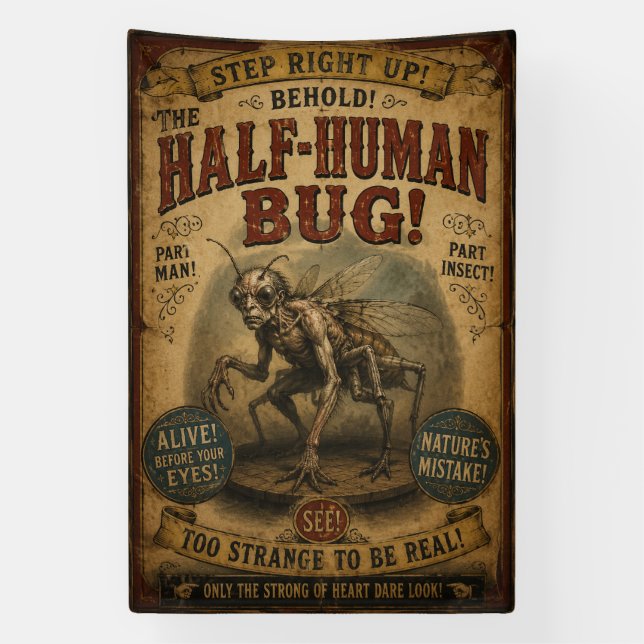 Banderoles Affiche de carnaval d'horreur de bug mi-humain (Verticale)