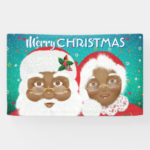 Banderoles African American Père Noël et Mme Claus Christmas