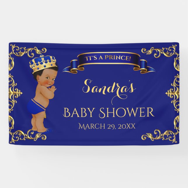 Banderoles Afro-Américain Prince Royal Blue Gold (Horizontal)