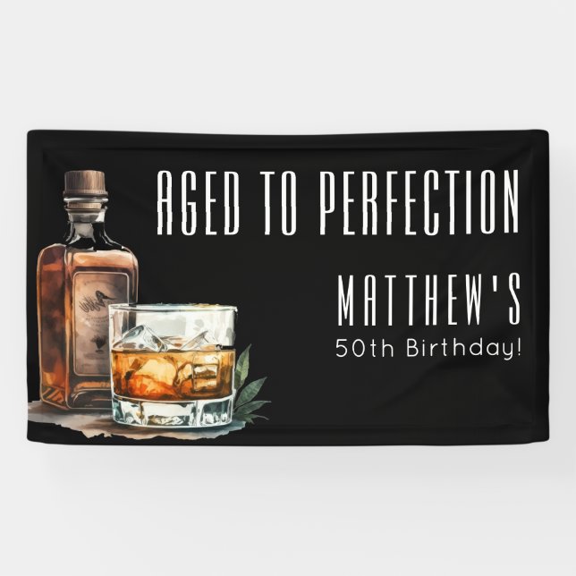 Banderoles Aged To Perfection Birthday Party (Horizontal)