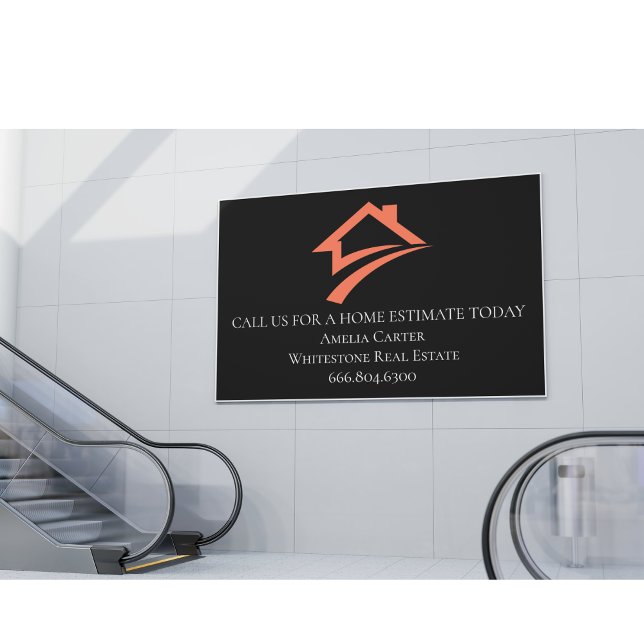 Banderoles Agent immobilier noir élégant et unique (Stylish Unique Black Real Estate Agent Banner)