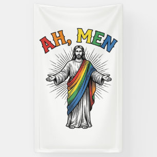Banderoles Ah Men Arc-en-ciel Religieux Vintage