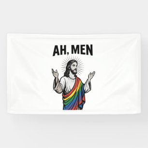Banderoles Ah Men Funny LGBT Gay pride Jesus Rainbow