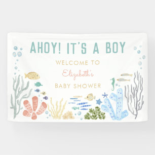 Banderoles Ahoy ! C'est un Baby shower garçon Bienvenue