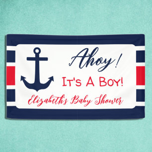Banderoles Ahoy C'est un garçon ! Baby shower nautique