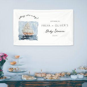 Banderoles Ahoy C'est un garçon Baby shower nautique Affiche