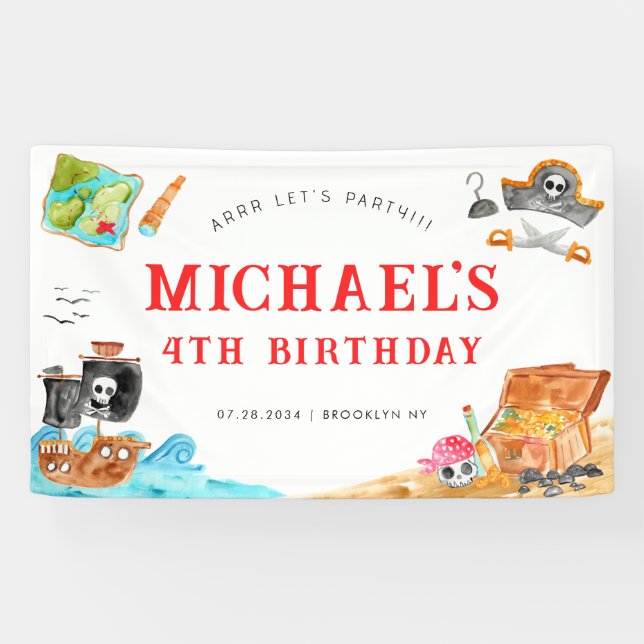 Banderoles Ahoy Shipmates Treast Hunt Ship Pirate Anniversair (Horizontal)