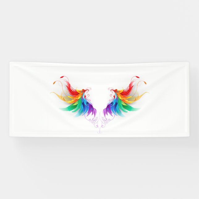 Banderoles Ailes fluffy arc-en-ciel (Horizontal)