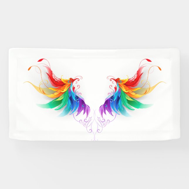 Banderoles Ailes fluffy arc-en-ciel (Horizontal)