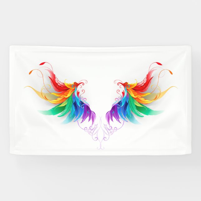 Banderoles Ailes fluffy arc-en-ciel (Horizontal)