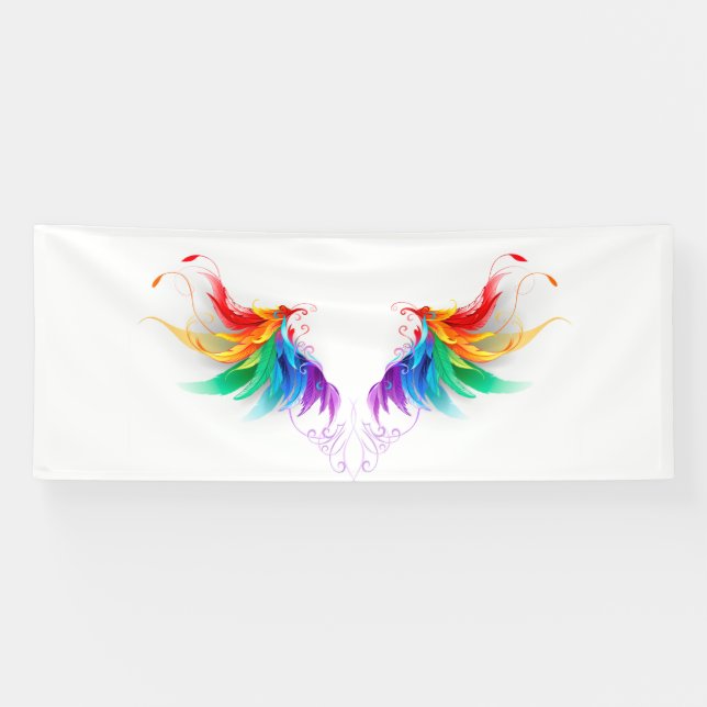 Banderoles Ailes fluffy arc-en-ciel (Horizontal)
