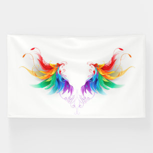 Banderoles Ailes fluffy arc-en-ciel