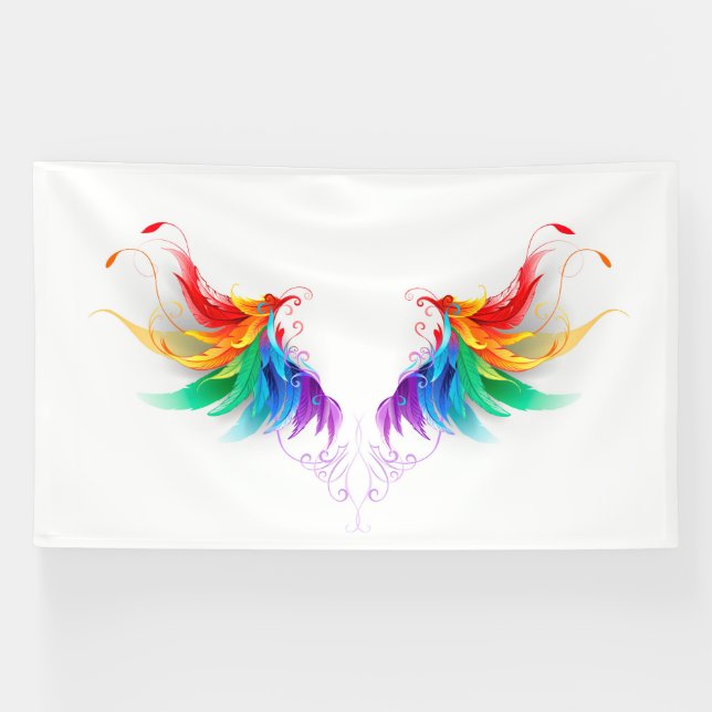 Banderoles Ailes fluffy arc-en-ciel (Horizontal)