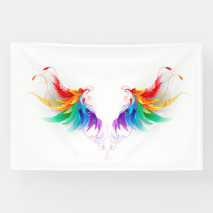 Banderoles Ailes fluffy arc-en-ciel