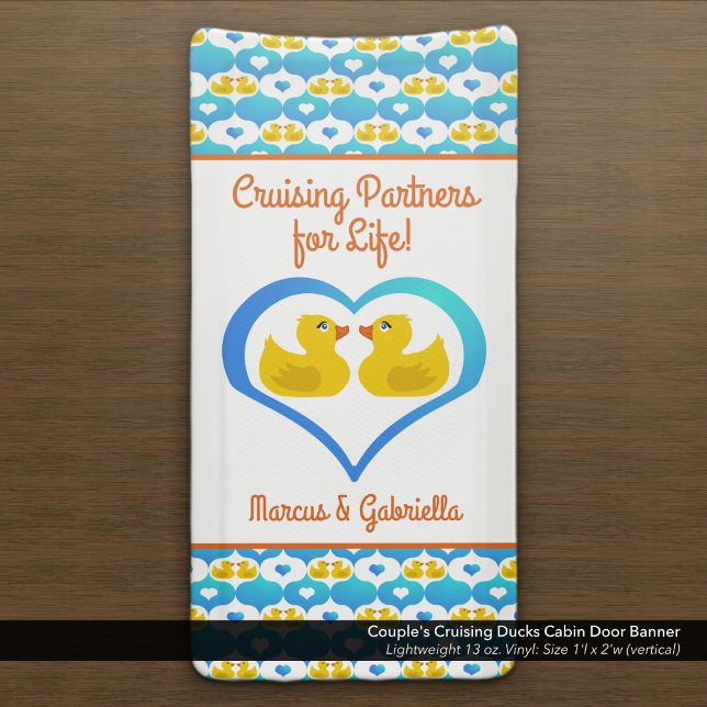 Banderoles Aimant de porte de cabine pour canards en croisièr (Couple's Cruising Ducks Cabin Door Banner–Customized with Your Names.)