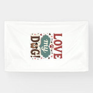 Banderoles Aime Moi Aime Mon Chien Vintage Joli Empreinte De