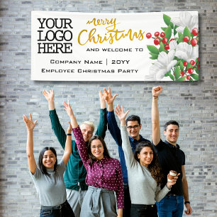 Banderoles Ajouter le logo aquarelle florale Joyeux Noël d'