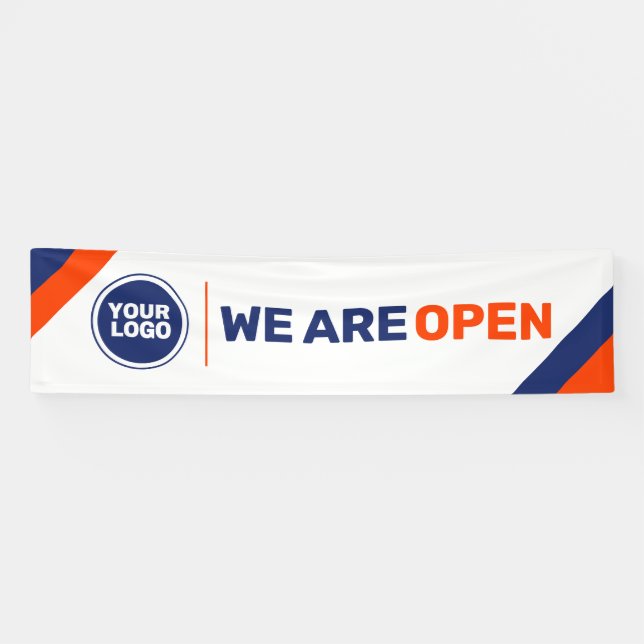 Banderoles ajouter le logo modèle nous sommes ouverts bannièr (Horizontal)