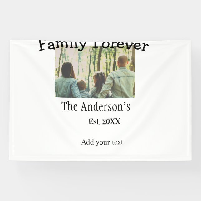 Banderoles Ajouter le nom de famille photo année rustique vin (Horizontal)
