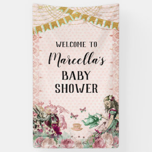 Banderoles Alice au Pays des Merveilles Douche Rose et Menthe