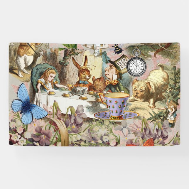 Banderoles Alice au pays des merveilles Tea Party Art (Horizontal)