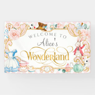 Banderoles Alice tea party Wonderland fainéant hache rose flo