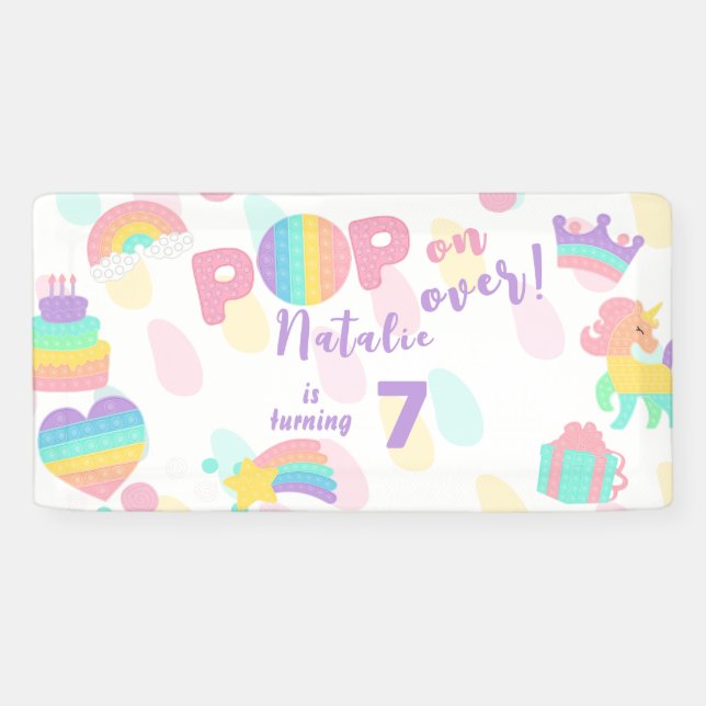 Banderoles Allez-y ! Pastel pop it anniversaire enfant (Horizontal)