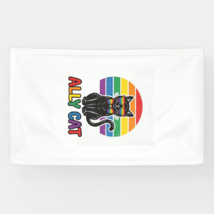 Banderoles Ally Cat Rainbow Pride Vintage Chat T-Shirt Design