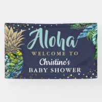 Aloha Tropical Pineappy Baby shower bleu marine