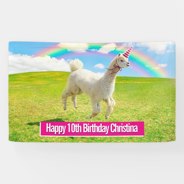 Banderoles Alpaca Unicorne sous ciel ouvert (Horizontal)