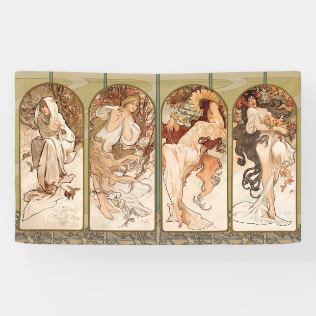 Banderoles Alphonse Mucha The Seasons 1897 Art Nouveau (Horizontal)