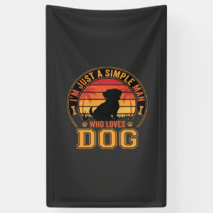 Banderoles Amateur de Chien Homme Simple Rétro Coucher de Sol