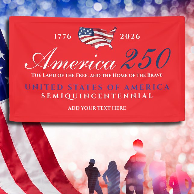 Banderoles America 250 Land of Free Home Brave Patriotic Red (America 250 Land of Free Home Brave Patriotic Semiquincentennial Celebration Republican Red Banner)