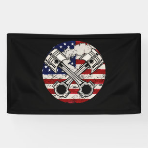 Banderoles American Flag Piston Muscle Voiture Patriotique Vi