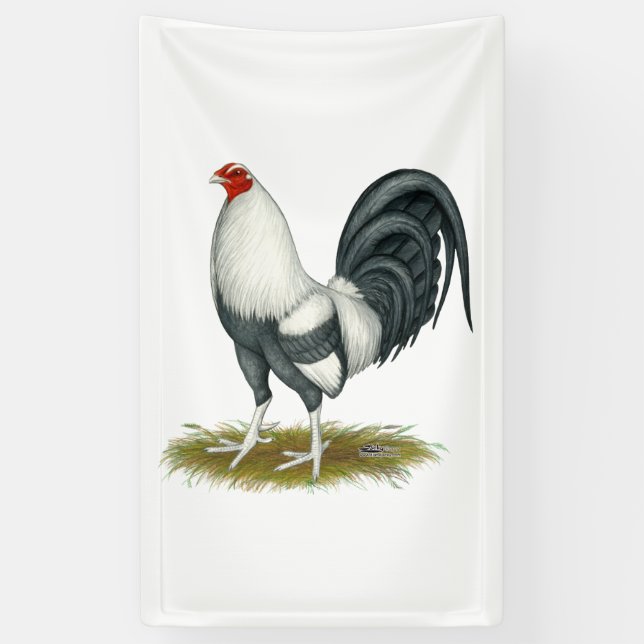 Banderoles American Game Silver Blue Gamecock (Vertical)