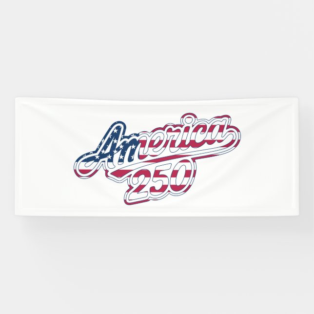 Banderoles Amérique 250 Drapeau Script Semiquincentennial Des (Horizontal)