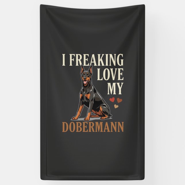Banderoles Amour de Dobermann Amateur de Chien (Vertical)