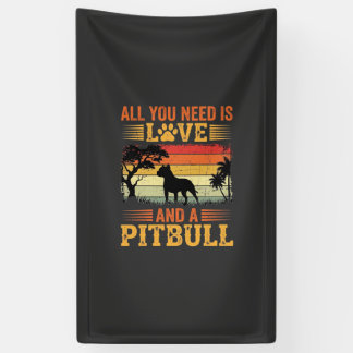 Banderoles Amour de Pitbull Coucher de Soleil Rétro Chien