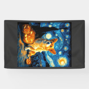 Banderoles Amoureux de chiens Corgi Peinture de la nuit étoil