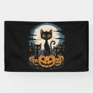 Banderoles Amoureux de les chats noirs Halloween Starry Night