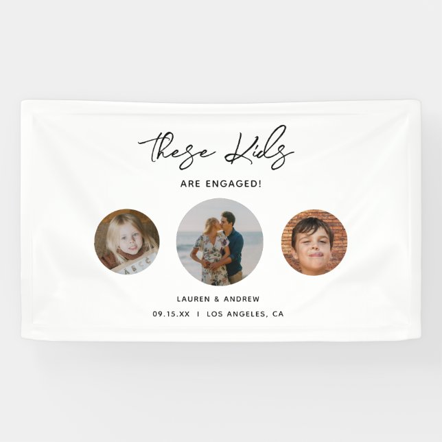 Banderoles Amusant Enfants École Photo Engagement Party Welco (Horizontal)