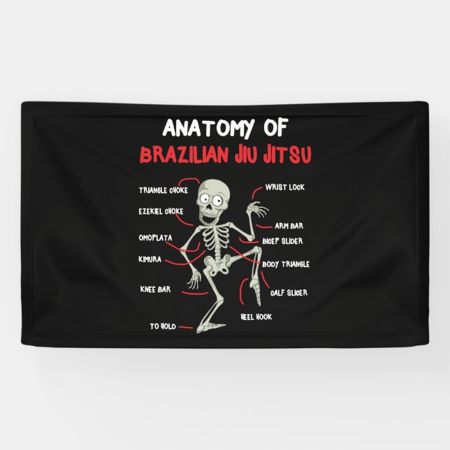 Banderoles Anatomie Du Brésilien Jiu Jitsu BJJ Skeleton (Horizontal)