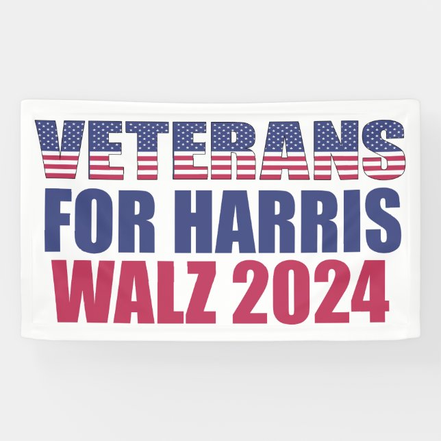 Banderoles Anciens combattants pour Harris Walz 2024 Election (Horizontal)