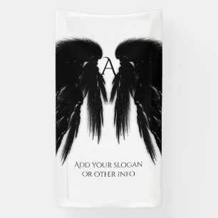 Banderoles Ange noir ailes Monogramme Vertical