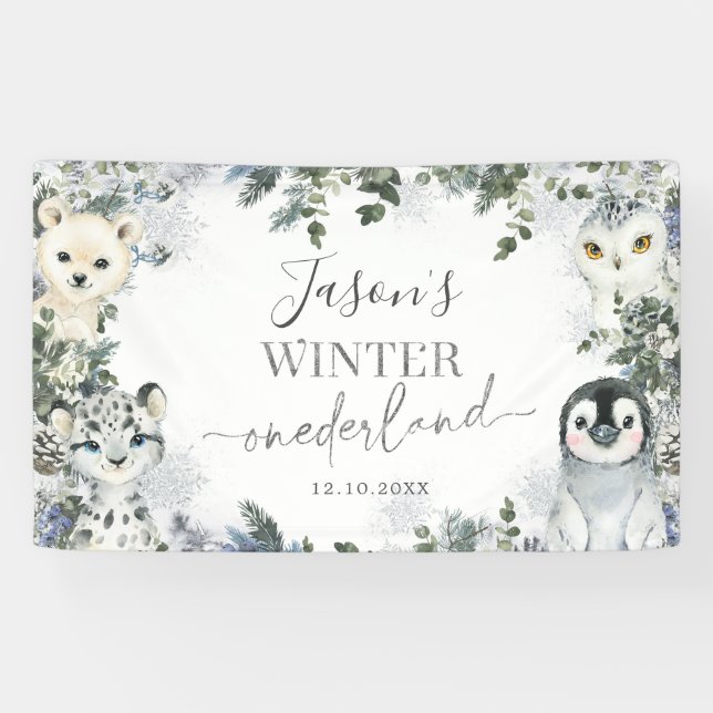 Banderoles Animal arctique Hiver Onederland 1er anniversaire  (Horizontal)