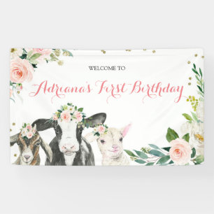 Banderoles Animal de ferme Floral Girl Baby shower grande ban